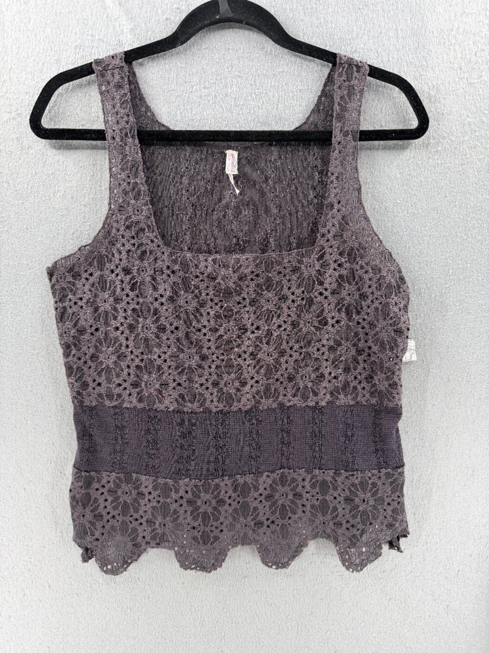 Intimately Free People Tank Top Womens S Gray Lace Dainty Coquette Romanitc NWT